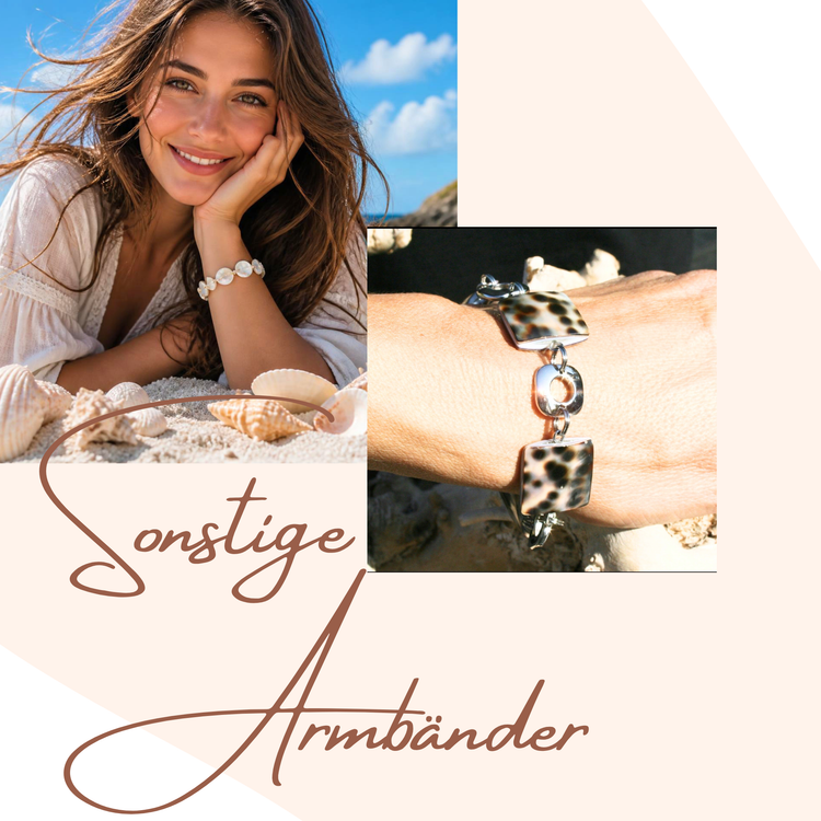 Armbänder aus Holz, Muscheln, Perlmutt, Stoff, Jeans, Seide etc.