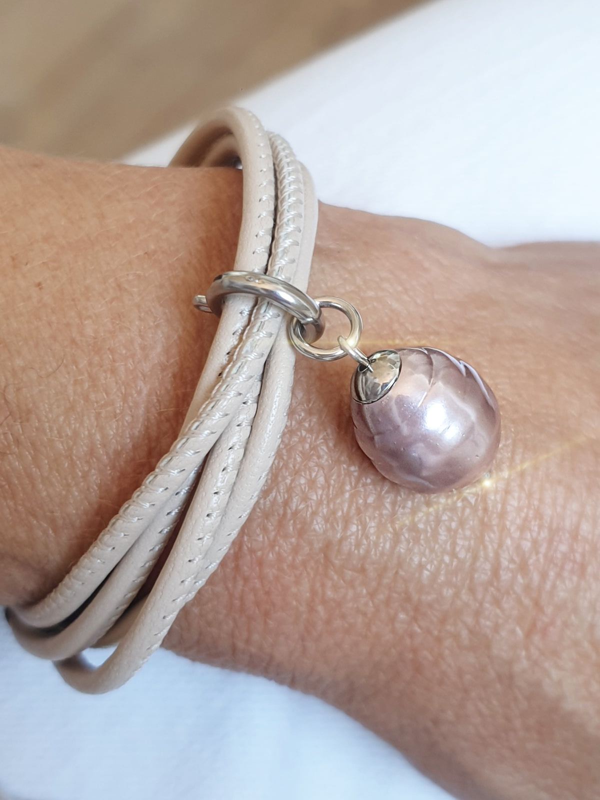 Anhänger Charm Perle groß Rosa