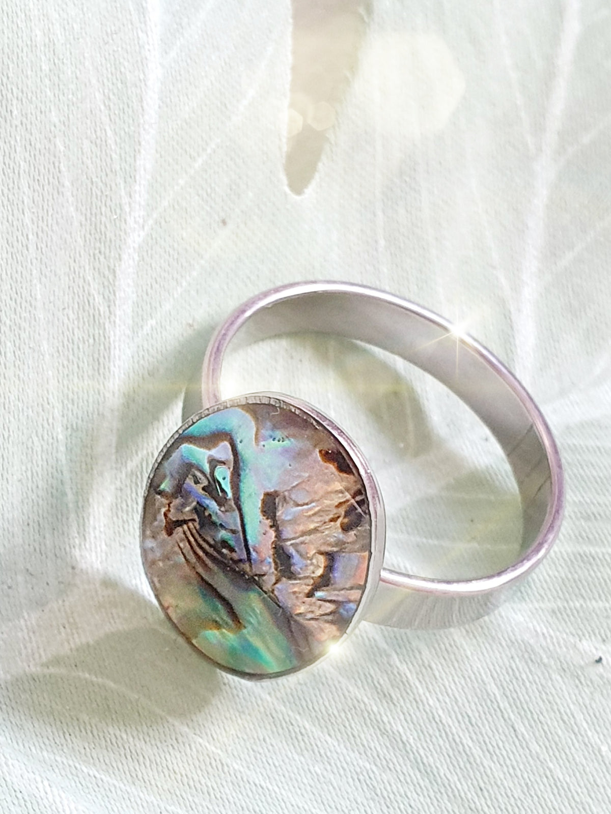 Edelstahlring mit Paua Muschel