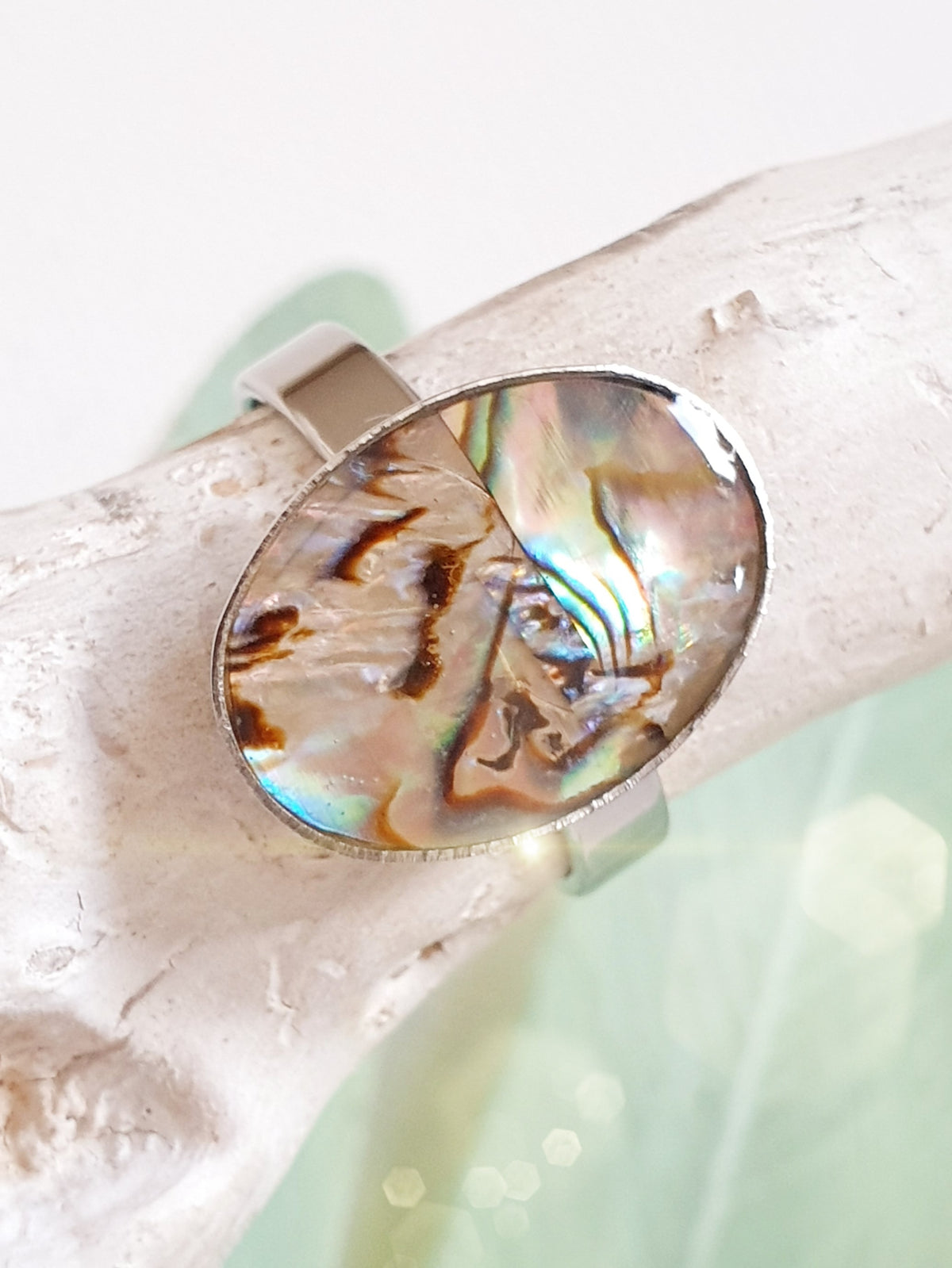 Edelstahlring mit Paua Muschel