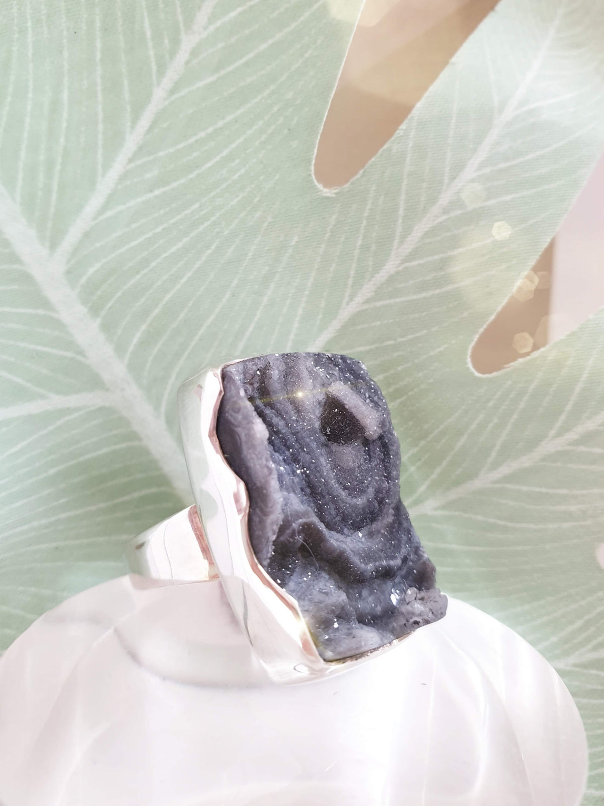 Großer Sterlingsilber Ring mit Achat Rose