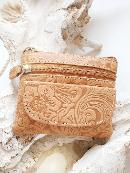 Schlüsselmäppchen Schlüsselanhänger aus Leder in Camel